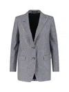 Tagliatore Check Pattern Notch Lapel Front Pockets Blazer In Gray