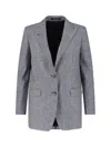 Tagliatore Check Pattern Notch Lapel Front Pockets Blazer In Gray