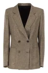 Tagliatore Pied Du Poile Patterned Double-breasted Jacket In Brown