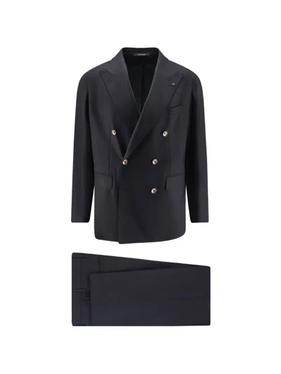 Tagliatore Pin-detail Double-breasted Suit In Blue