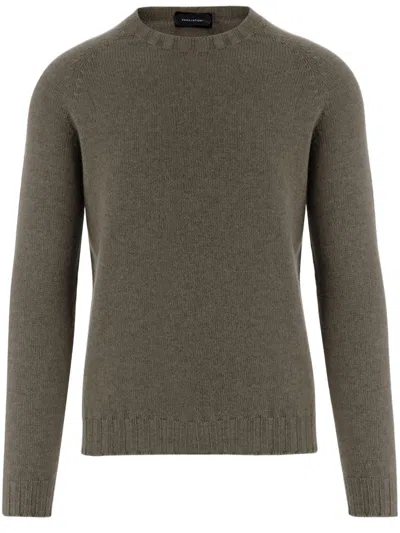 Tagliatore Pinecone Brown Cashmere Crewneck Sweater In Gray