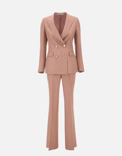 Tagliatore Mauve Linen Two Piece Suit In Pink