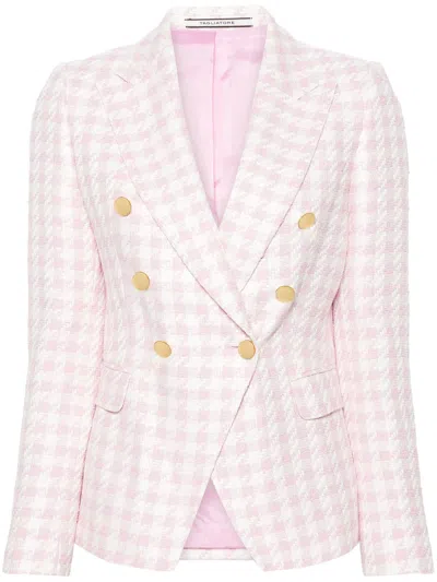 Tagliatore Pink And White Linen Blend Blazer