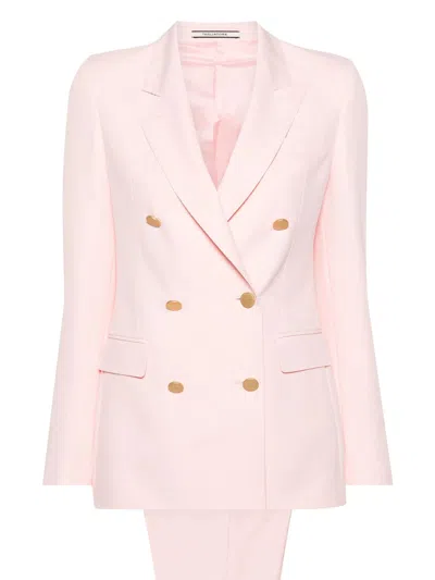Tagliatore Pink Double-breasted Suit In Rose