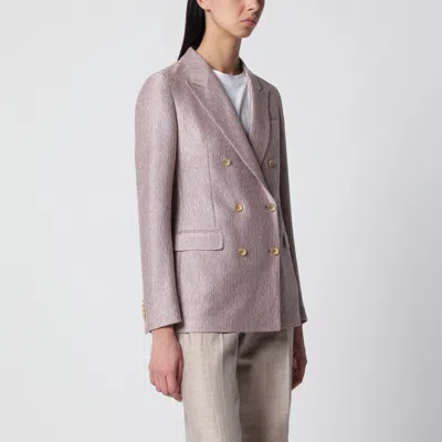 Tagliatore Pink Doublebreasted Cotton Jacket In Neutral
