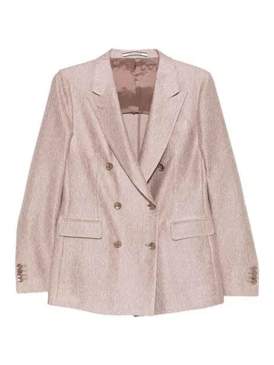 Tagliatore Pink Double-breasted Cotton Paris Blazer