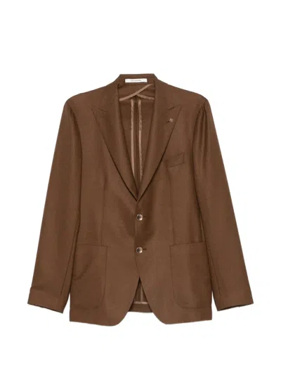 Tagliatore Pin-lapel Single-breasted Blazer In Brown