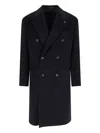 Tagliatore Black Double-breasted Coat With Four Pockets In Blue