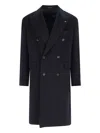 Tagliatore Black Double-breasted Coat With Four Pockets In Blue