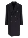 Tagliatore Black Double-breasted Coat With Four Pockets In Gray