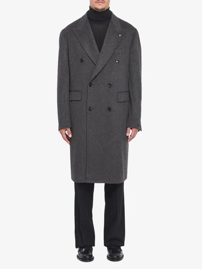 Tagliatore Pino Lerario Doublebreasted Coat In Gray