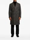 Tagliatore Double-breasted Herringbone Wool Blend Coat In Gray