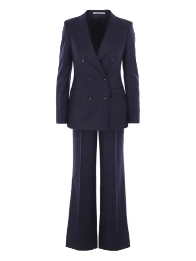 Tagliatore Pinstripe Double-breasted Suit In Blue