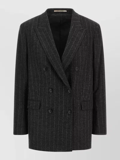 Tagliatore Double-breasted Jacket With Herringbone Pattern In Black