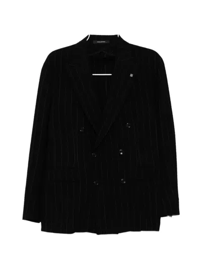 Tagliatore Pinstripe Double-breasted Suit In Black