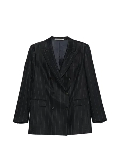Tagliatore Pinstripe Double-breasted Suit In Black