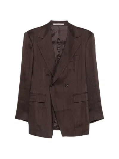 Tagliatore Pinstripe Double-breasted Suit In Brown