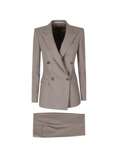 Tagliatore Pinstripe Double-breasted Suit In Neutral