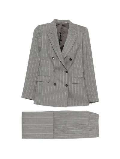 Tagliatore Pinstripe Double-breasted Suit In Gray