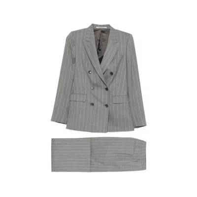 Tagliatore Pinstripe Double-breasted Suit In Gray