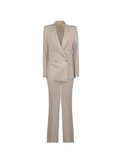 Tagliatore Pinstripe Double-breasted Suit In Neutral
