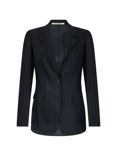 Tagliatore Pinstripe One-button Suit In Black
