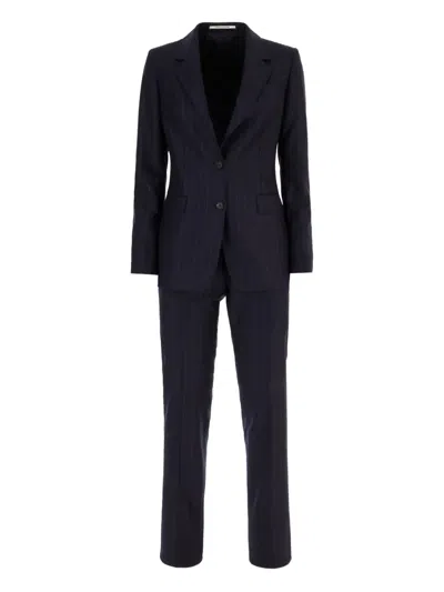 Tagliatore Pinstripe-pattern Single-breasted Suit In Blue