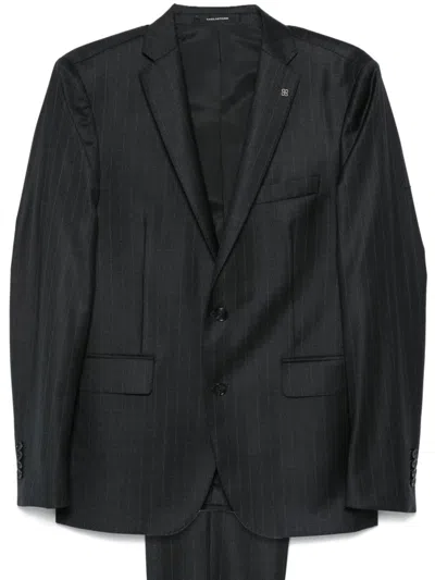 Tagliatore Suit With Notch Lapel And Multiple Pockets In Black