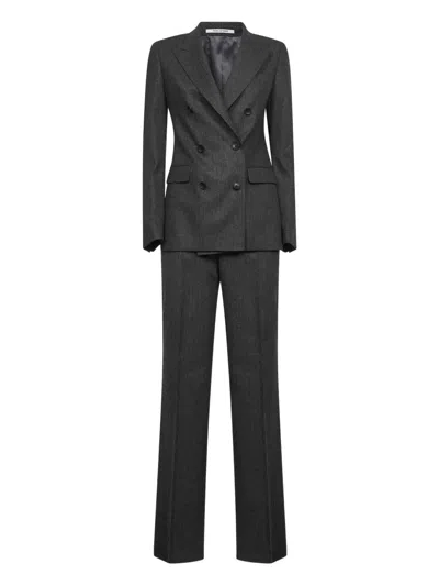 Tagliatore Pinstripe Sequin-embroidered Suit In Gray