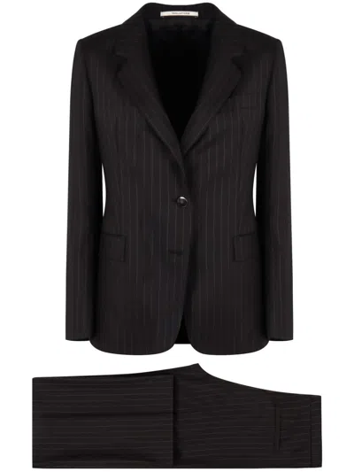 Tagliatore Pinstripe Single-breasted Suit In Black