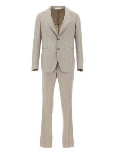 Tagliatore Pinstripe Single-breasted Suit In Neutral