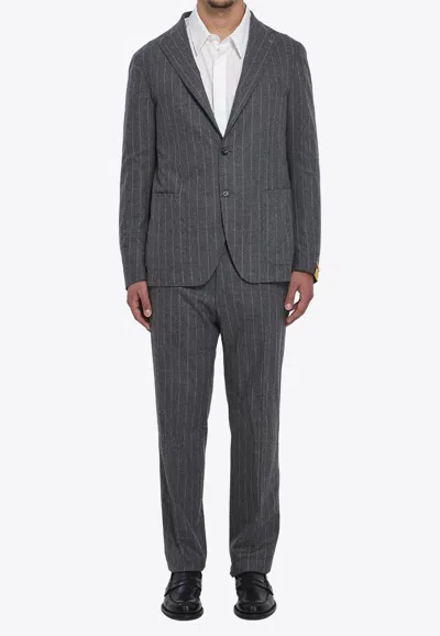 Tagliatore Pinstripe Single-breasted Wool Suit In Gray