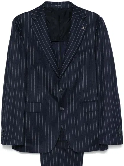 Tagliatore Pinstripe Suit In Blue