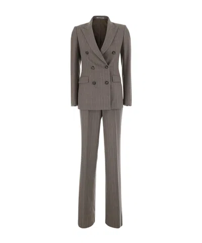 Tagliatore Pinstripe Suit In Gray