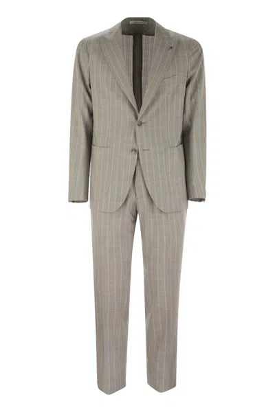 TAGLIATORE TAGLIATORE PINSTRIPE SUIT IN WOOL AND SILK