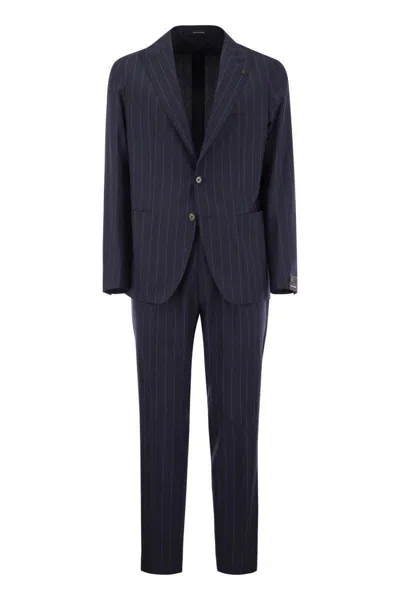 TAGLIATORE TAGLIATORE PINSTRIPE SUIT IN WOOL AND SILK