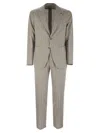 Tagliatore Pinstripe Suit In Wool And Silk In Pearl