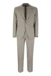 Tagliatore Pinstripe Suit In Wool And Silk In Pearl