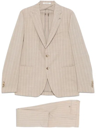 Tagliatore Pinstripe Suit In Neutrals