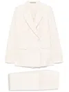Tagliatore Double-breasted Blazer With Flared Trousers In Textured Fabric In Neutrals