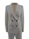 Tagliatore Knee Length Suit Striped Pattern In White