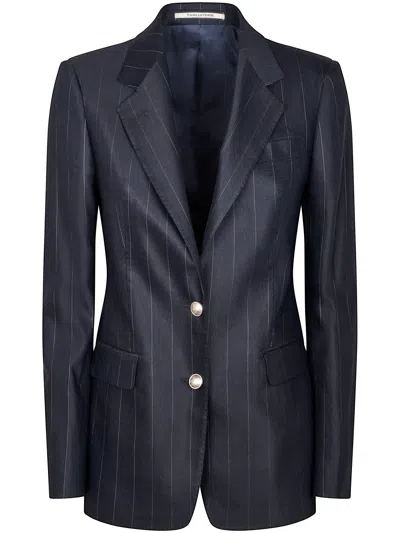 Tagliatore Pinstripe Tailored Suit Set In Dark Navy In Blue