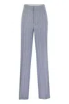 Tagliatore Women Pinstripe Trousers In Linen And Stretch Cotton In Blue