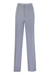 Tagliatore Women Pinstripe Trousers In Linen And Stretch Cotton In Blue