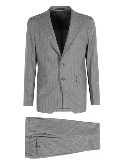 Tagliatore Gray Pinstripe Suit With Spear Lapel And Slim Fit