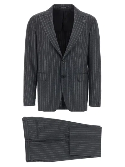 Tagliatore Pinstriped Dress In Gray