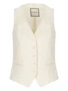 Tagliatore Ivory Cotton-linen Gilet With V-neck Design And Button Fastening