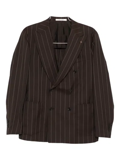 Tagliatore Pinstripe Welt-pockets Suit In Brown
