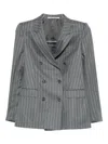 Tagliatore Pinstripe Wool Blazer In Gray