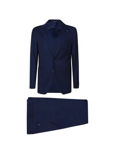 Tagliatore Pinstripe Wool Suit In Blue